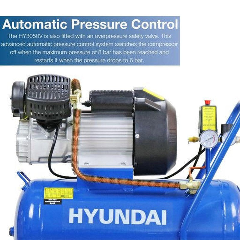 Hyundai HY3050V Electric Air Compressor Direct Drive V-Twin / 3hp / 50L / 14CFM / 116psi