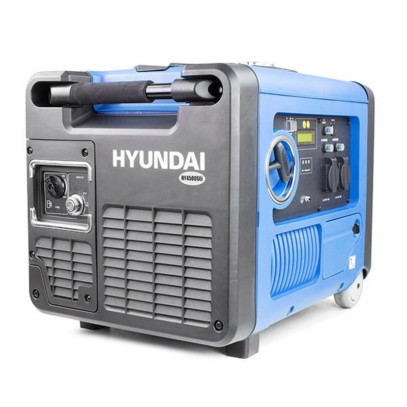 Hyundai HY4500SEI Portable Petrol Inverter Generator With Wheel Kit Silent Pure Sine Wave / 4000W / 4.0kW