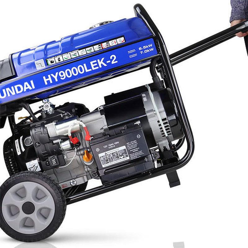 Hyundai HY9000LEk-2 Petrol Open Frame Site Generator Portable With Wheel Kit / 7kW / 8.75kVA