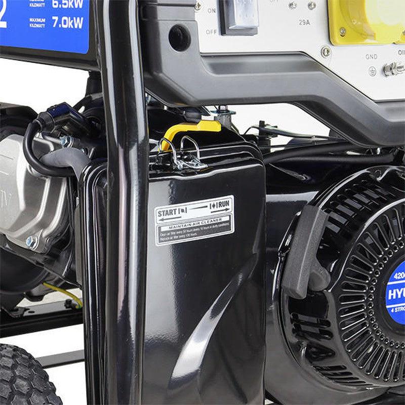 Hyundai HY9000LEk-2 Petrol Open Frame Site Generator Portable With Wheel Kit / 7kW / 8.75kVA