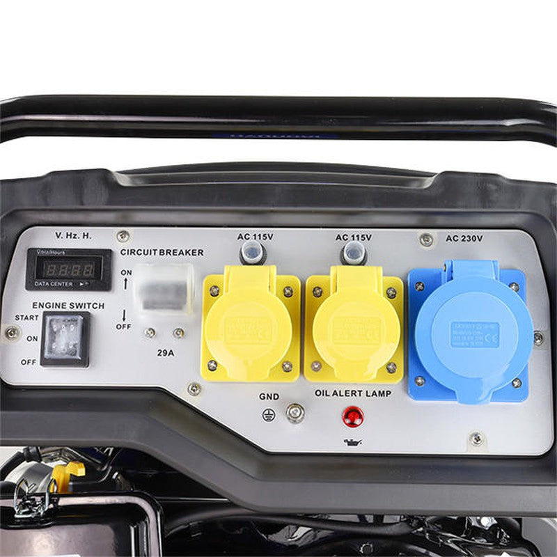 Hyundai HY9000LEk-2 Petrol Open Frame Site Generator Portable With Wheel Kit / 7kW / 8.75kVA