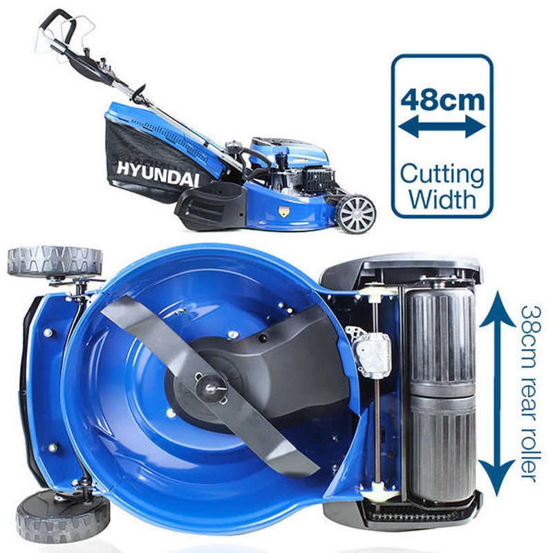 Hyundai HYM480SPER Petrol Lawn Mower Rear Roller Self Propelled Electric Start / 19" / 48cm / 139cc