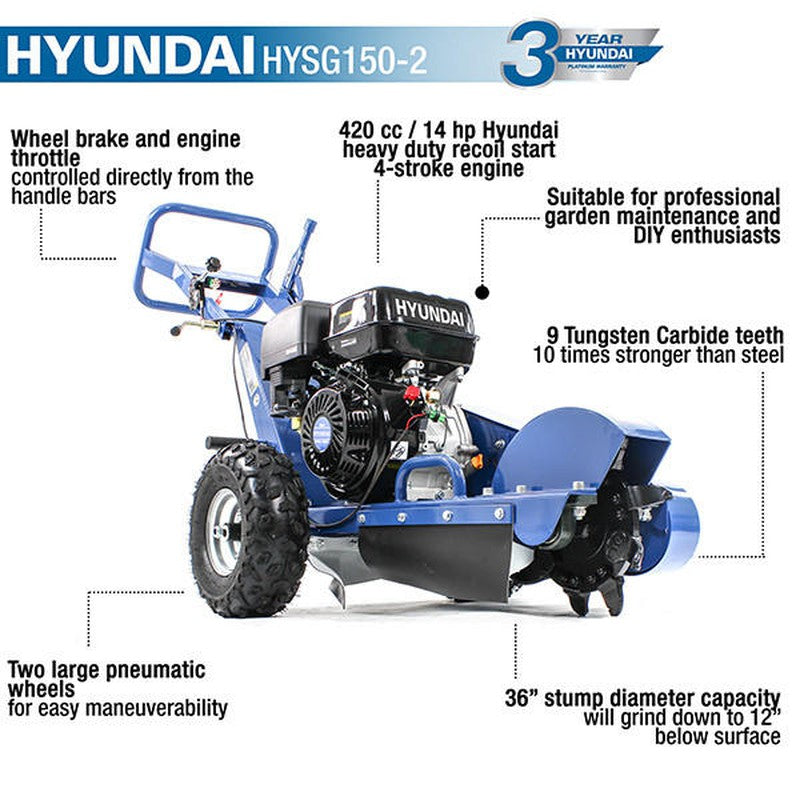 Hyundai HYSG150-2 Petrol Stump Grinder Heavy Duty / 14hp / 420cc