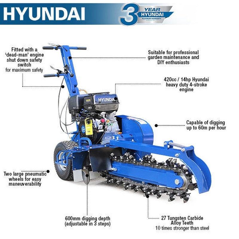 Hyundai HYTR150 Petrol Trencher / 420cc / 14hp / 600mm