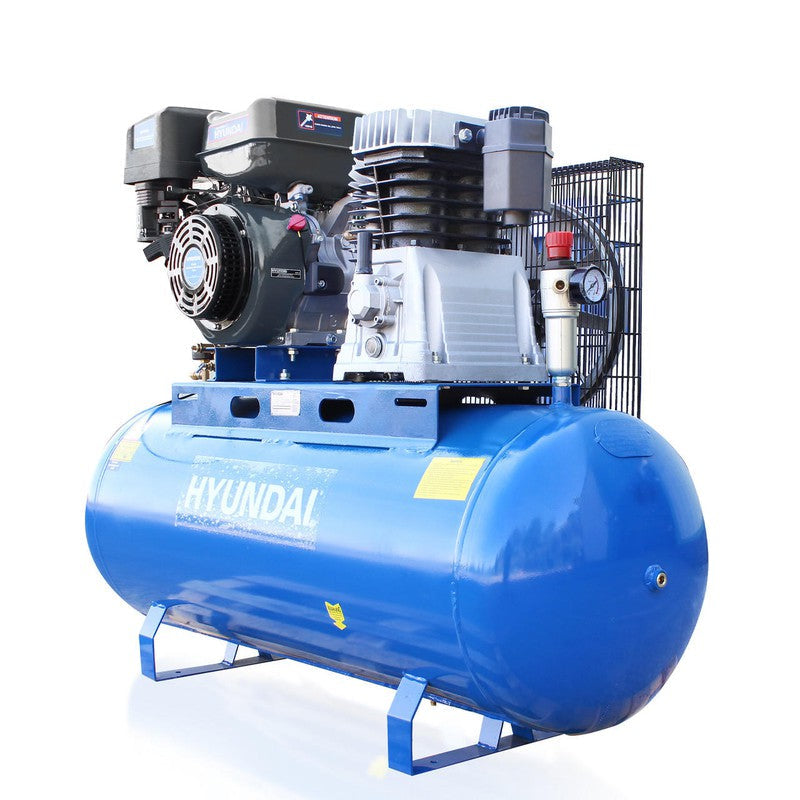 Hyundai HY140200PES Petrol Belt Driven Air Compressor / 29CFM / 145psi / 14hp / 200L