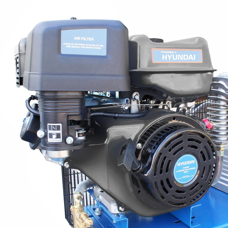 Hyundai HY140200PES Petrol Belt Driven Air Compressor / 29CFM / 145psi / 14hp / 200L