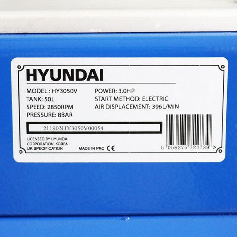 Hyundai HY3050V Electric Air Compressor Direct Drive V-Twin / 3hp / 50L / 14CFM / 116psi