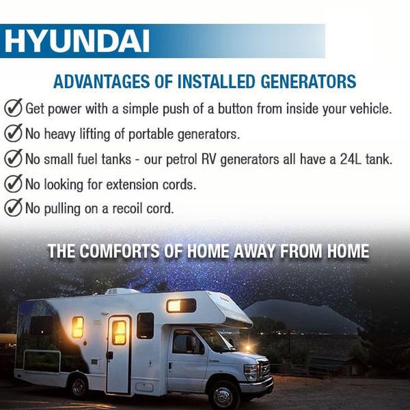 Hyundai HY3500RVi Petrol Underslung Vehicle Mounted RVi Generator Pure Sine Wave Output Includes Fittings & Panel / 3.5kW