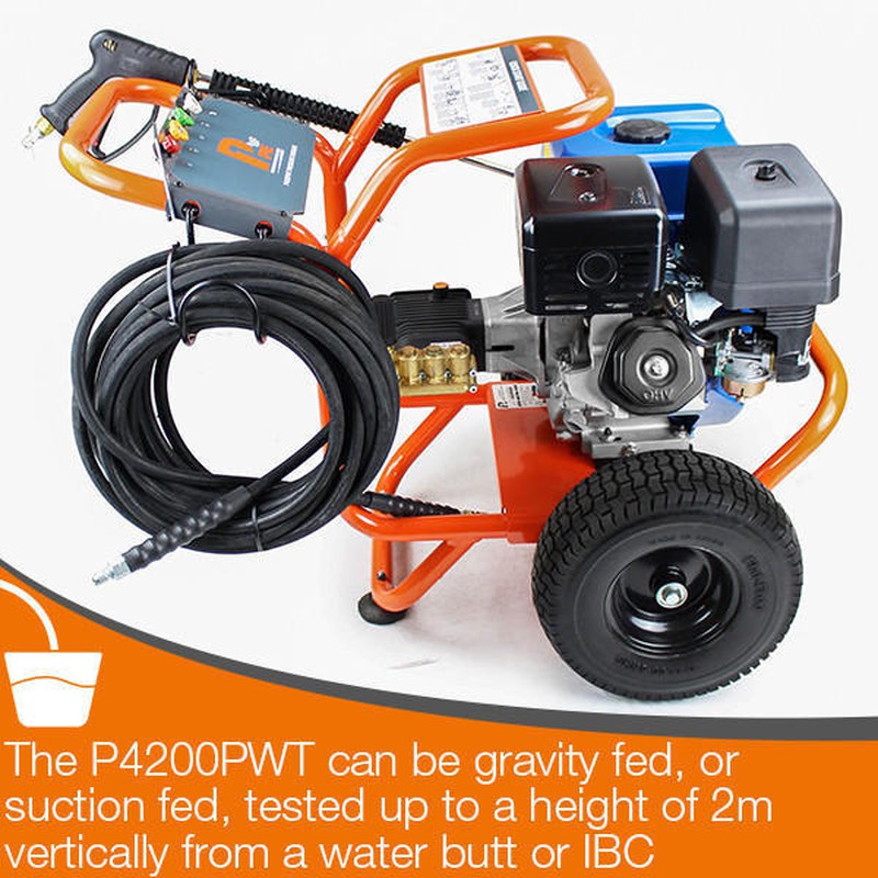 P1 Power Equipment P4200PWT+85.403.010 Petrol Pressure Washer With 24" Stainless Steel Flat Surface Cleaner / 4200psi / 290bar / 420cc / 15L/min Flow Rate