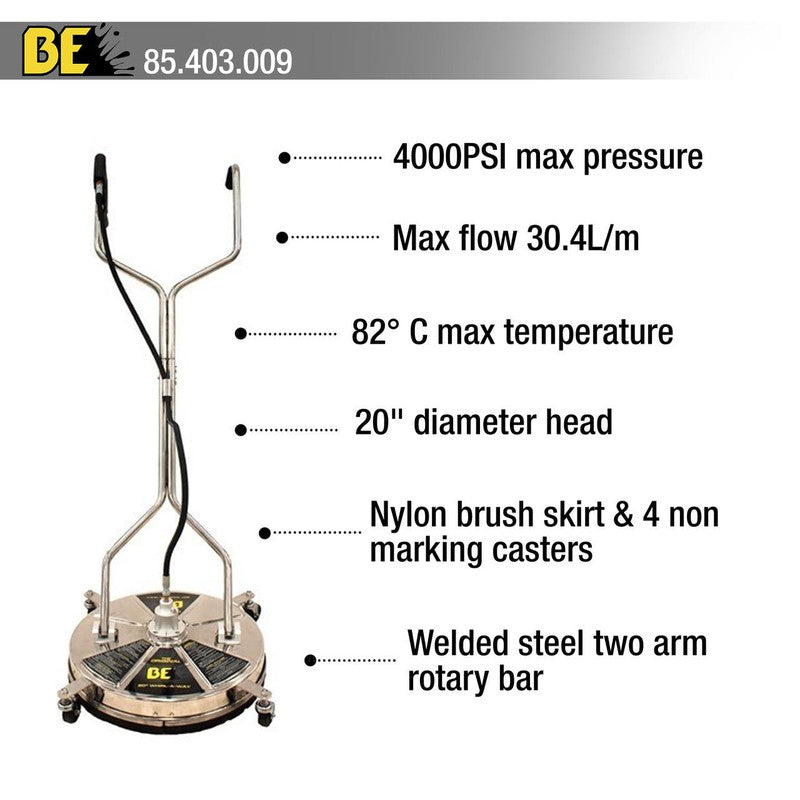 P1 Power Equipment P4200PWT+85.403.010 Petrol Pressure Washer With 24" Stainless Steel Flat Surface Cleaner / 4200psi / 290bar / 420cc / 15L/min Flow Rate