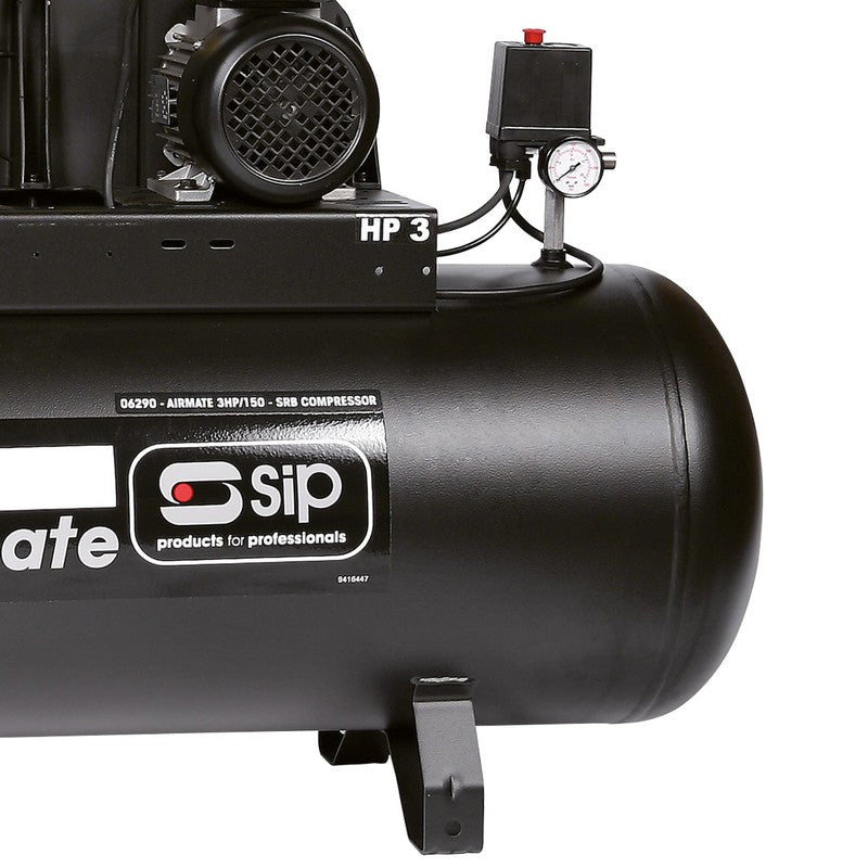 SIP 06290 3HP/150-SRB Belt Drive Compressor / 150 Litre / 13 CFM / 145 PSI