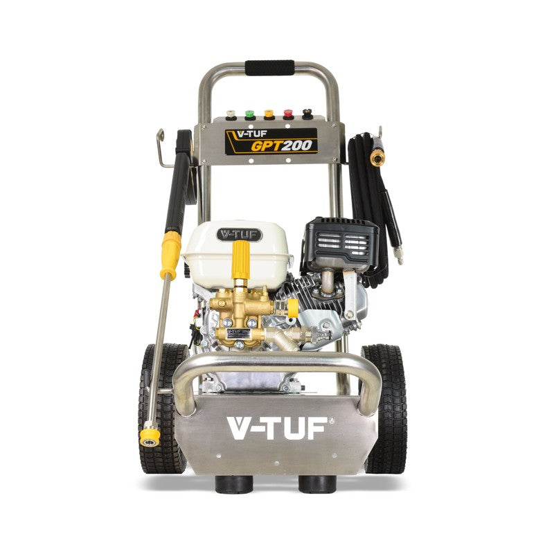V-TUF GPT200 Petrol Pressure Washer Stainless Steel - Industrial Honda GP200 / 2755 PSI / 190 BAR / 720 LPH / 10M Hose